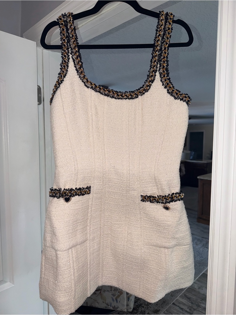 Fashion Nova Cream Tweed Dress